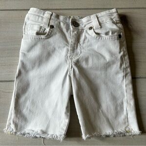 Mini Boden Kids Adjustable Button Tab Waist White Denim Shorts